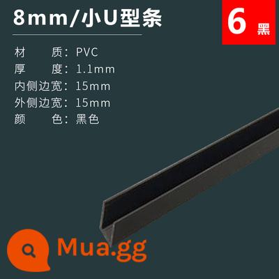 5-12mm hình chữ U dải bể cá khung viền dải rãnh cạnh dải kính chống va chạm góc dải PVC chất liệu trang trí - Cạnh đen nhỏ U8mm rộng 15*15mm