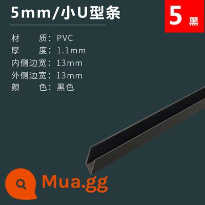 5-12mm hình chữ U dải bể cá khung viền dải rãnh cạnh dải kính chống va chạm góc dải PVC chất liệu trang trí - Cạnh đen nhỏ U5mm rộng 13*13mm