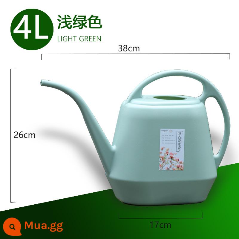 4L công suất lớn dài miệng bình tưới hộ gia đình nhựa dụng cụ làm vườn bình tưới giải trí xanh vật có hoa trong chậu bình tưới - 4L xanh nhạt