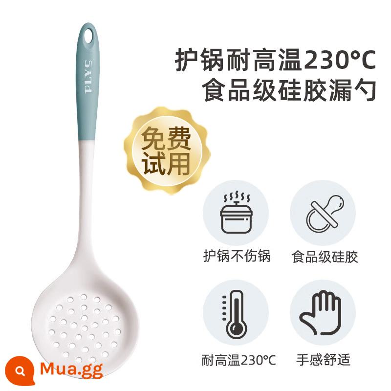 Đức Thìa Canh Silicone Lớn Canh Hộ Gia Đình Lẩu Rò Rỉ Thìa Chiên Tay Cầm Dài Không Làm Tổn Thương Nồi Dụng Cụ Nhà Bếp Bộ Vật Dụng Nhà Bếp - Rây lọc màu xanh sữa [chịu nhiệt độ cao]