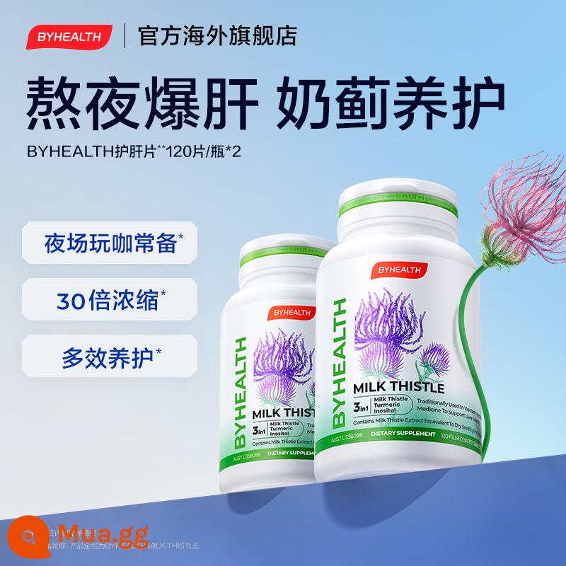 BYHEALTH Viên uống bổ gan ban đêm Viên uống bổ gan Tomson Beijian Milk Thistle Milk Thistle Stay Up Night Liver Liver Phiên bản nước ngoài dành cho nam và nữ - [2 chai cơ bản tiết kiệm chi phí hơn] Viên bảo vệ gan 120 viên * 2 chai