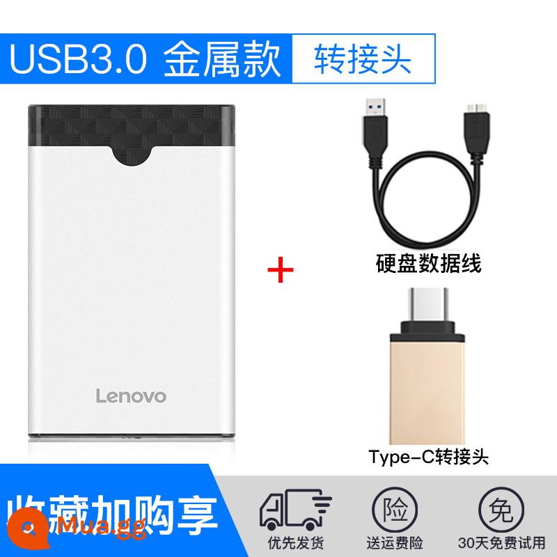 Hộp ổ cứng di động Lenovo 2,5 inch USB3.0 ổ cứng tốc độ cao bên ngoài hộp SSD ổ cứng cơ học vỏ ổ cứng máy tính xách tay hộp bên ngoài đầu đọc bên ngoài ổ cứng di động đã sửa đổi - [USB3.0 kim loại 2,5 inch]+Bộ chuyển đổi Type-C