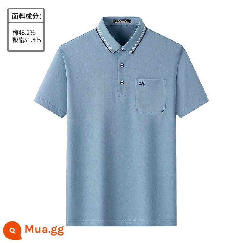 [Cotton làm bóng kháng khuẩn] Áo thun ngắn tay có ve áo Aokang dành cho nam giới trung niên với áo polo rộng rãi vào mùa hè - BW1902-Fishuilan