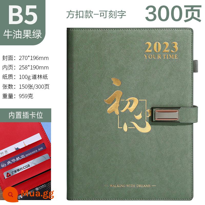 Sổ tay sổ sách 2023 tùy chỉnh mới sổ ghi chép có giá trị cao kỳ thi tuyển sinh sau đại học văn phòng kinh doanh a5 nhật ký dành cho người lớn tinh tế nâng cao b5 đọc công việc notepad hộp quà da mềm bán buôn siêu dày - B5 màu xanh ô liu-3D khóa tùy chỉnh dày