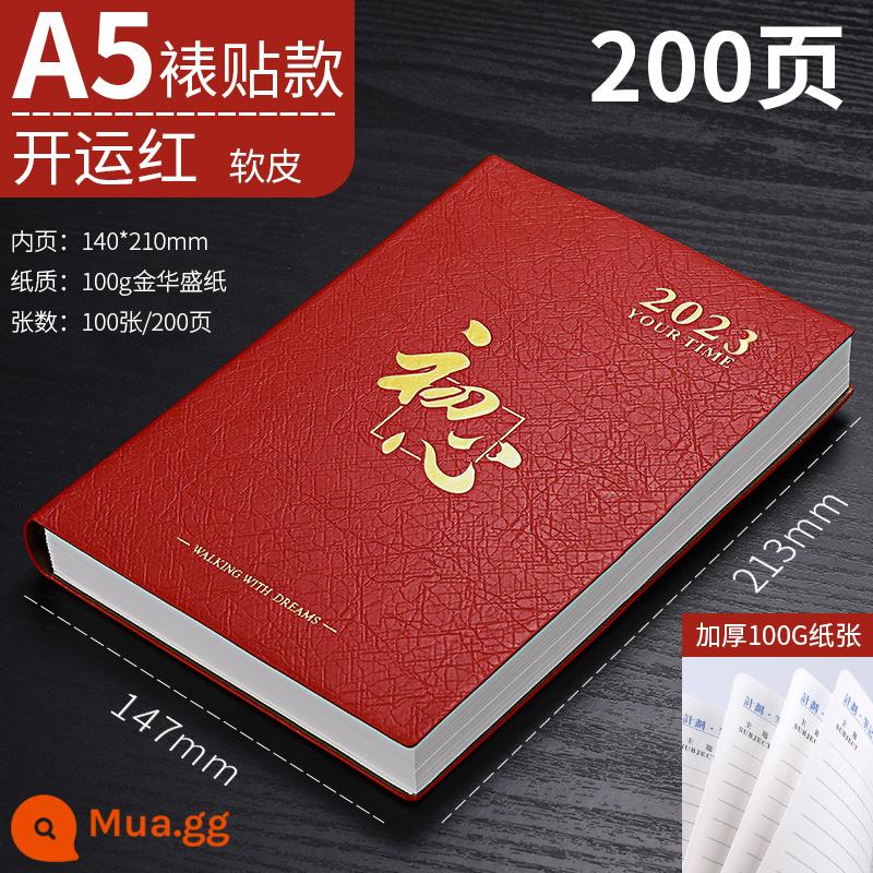 Sổ tay sổ sách 2023 tùy chỉnh mới sổ ghi chép có giá trị cao kỳ thi tuyển sinh sau đại học văn phòng kinh doanh a5 nhật ký dành cho người lớn tinh tế nâng cao b5 đọc công việc notepad hộp quà da mềm bán buôn siêu dày - A5 May Mắn Đỏ-Mềm Mẫu Da