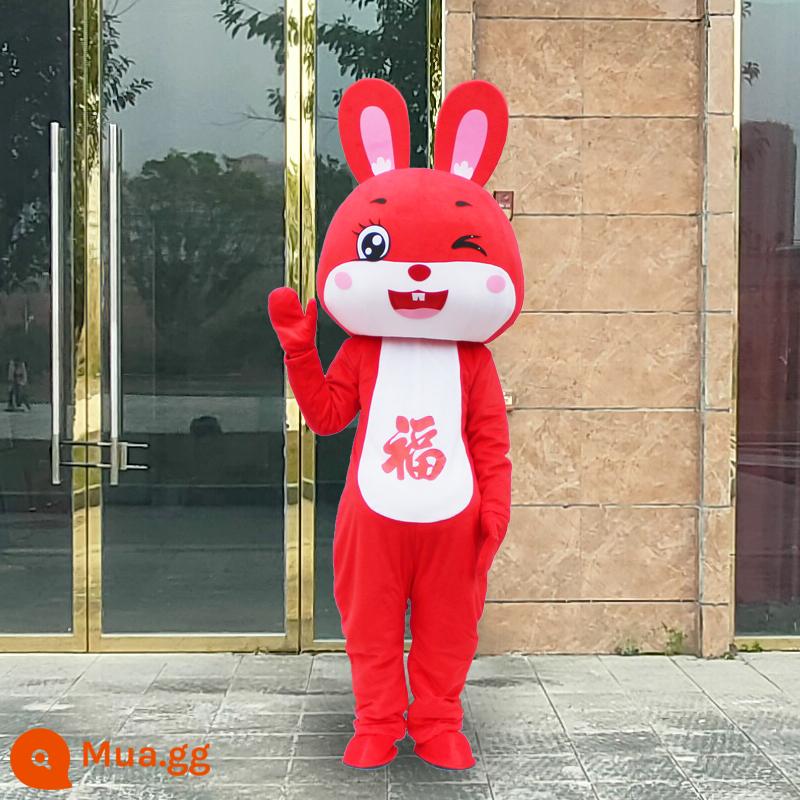 Thỏ hoạt hình Doll Quần áo Thỏ năm đi bộ Hoạt động Prot & Zodiac Linh vật hiệu suất Quần áo búp bê - Happy Rabbit số 4-Gửi Yuanbao (bộ hoàn chỉnh)