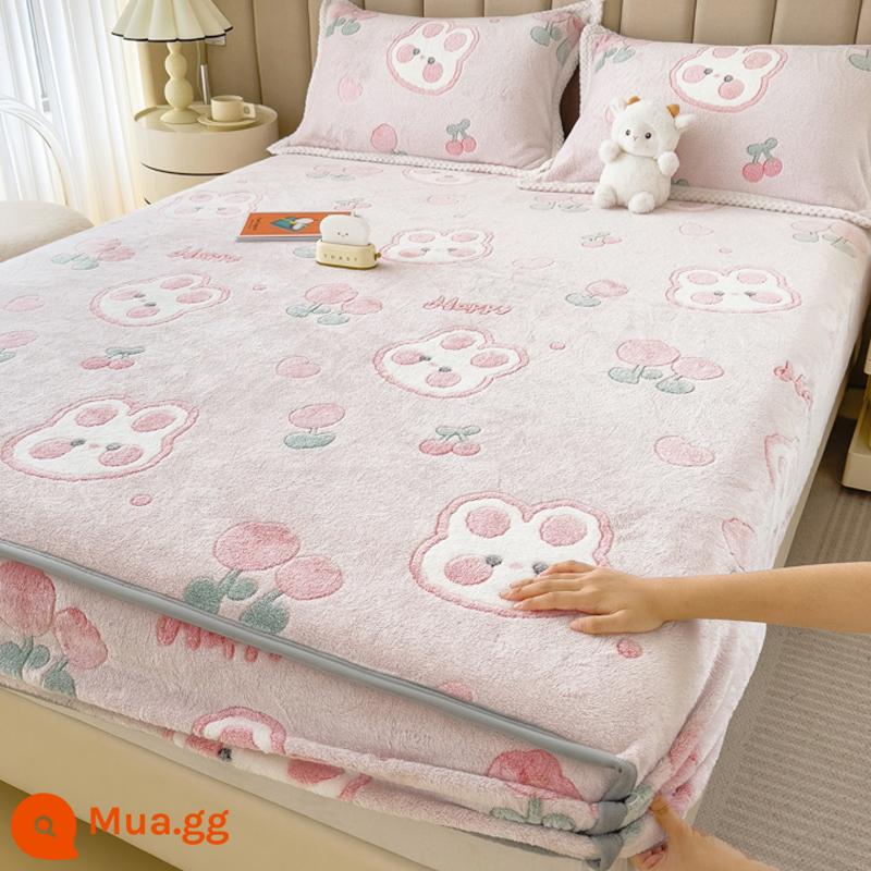 Jieliya sữa san hô mô hình Velvet Single Bed Bed Mids Matsus Mattp Mattop Caper Matsted Mattop Cast Set - Thỏ cưng đáng yêu