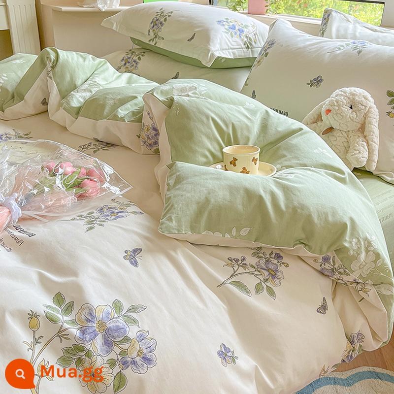 Jie Liya cotton nguyên chất bốn mảnh 100 cotton chăn ga trải giường chăn ga gối trải giường ký túc xá chăn ga trải giường bộ ba món - Mei Lin Chunxiao