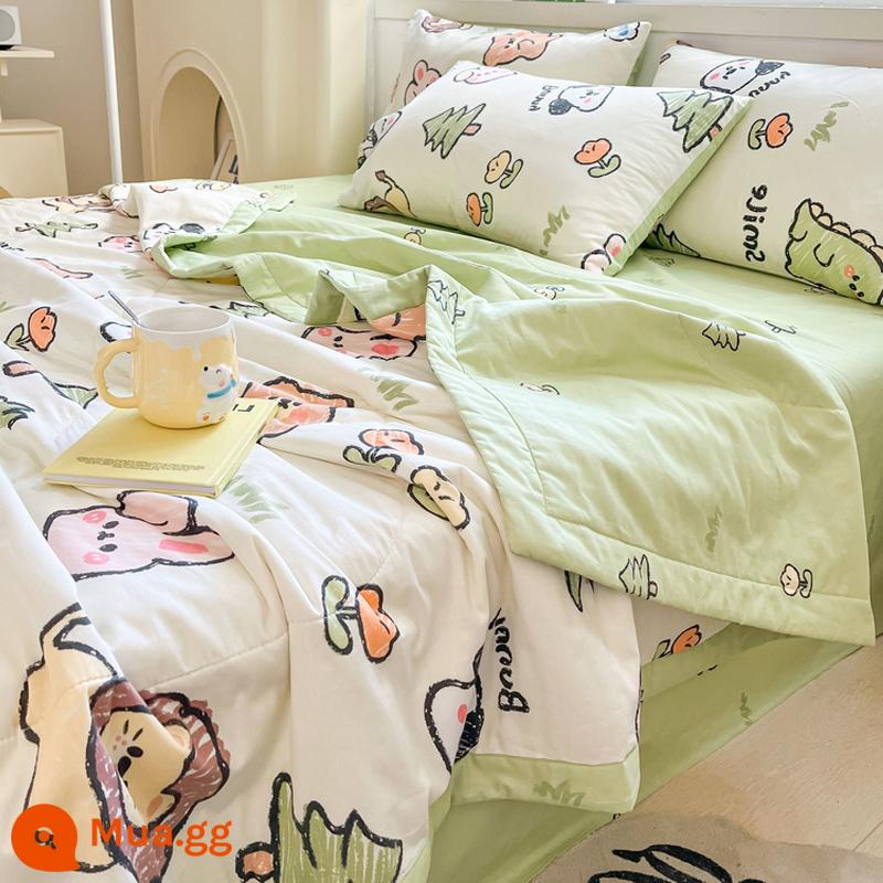 Jie Liya Tân Cương cotton nguyên chất chăn bông mùa hè mát mẻ cotton nguyên chất chăn bông điều hòa mùa hè chăn mùa hè chăn mỏng lõi chăn có thể giặt bằng máy - thế giới động vật