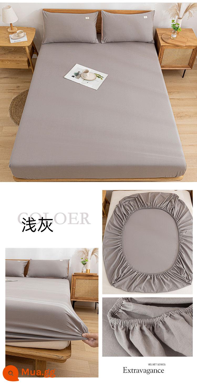 Jie Liya Bông Tân Cương Được Trang Bị Tấm Đơn Trải Giường Cotton Cotton Nguyên Chất Simmons Túi Giường Nệm Túi Bọc Giường Vỏ Bọc Bụi - Màu xám nhạt [bông Tân Cương chải kỹ, quy trình giặt]