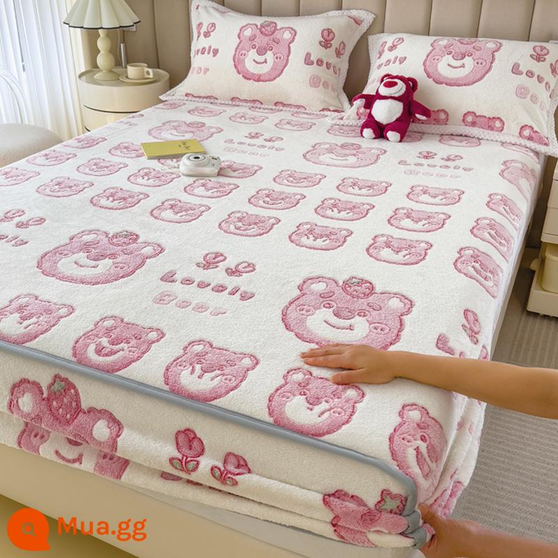 Jieliya sữa san hô mô hình Velvet Single Bed Bed Mids Matsus Mattp Mattop Caper Matsted Mattop Cast Set - Gấu cười