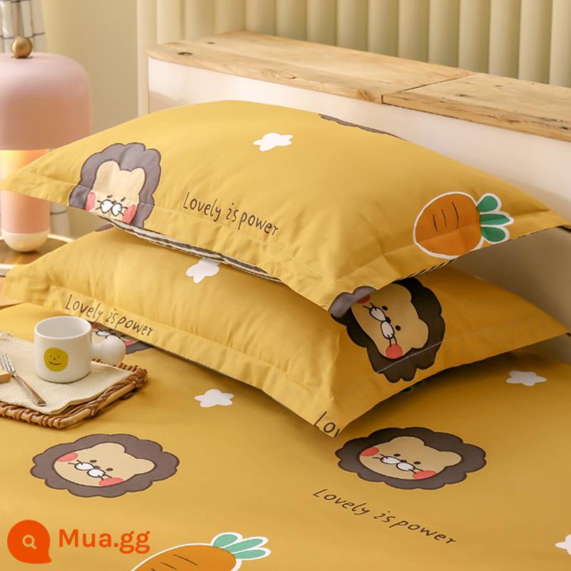 Jie Liya 100 vỏ gối cotton một đôi vỏ gối cotton nguyên chất đôi 48x74cm vỏ gối nam Plus hộ gia đình - Simba [bộ đôi]