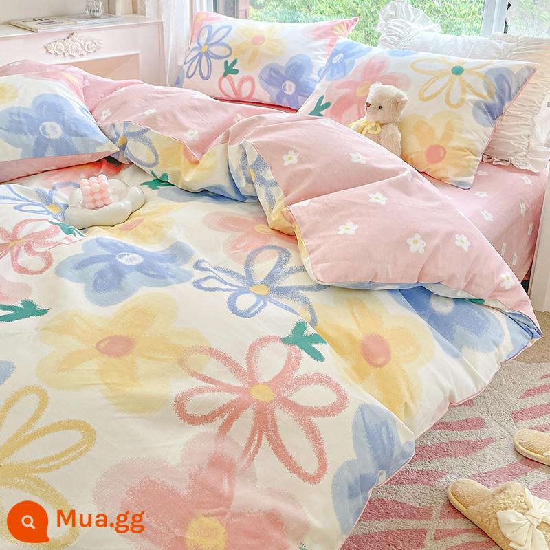 Jie Liya cotton nguyên chất vỏ chăn 1 mảnh 100 cotton vỏ chăn Bộ lõi vỏ chăn 150x200 vỏ chăn ga gối 200x230 - tranh sơn dầu quan niệm nghệ thuật