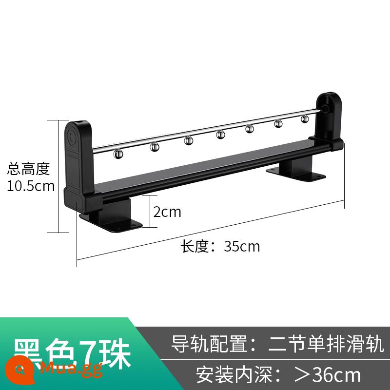 Tủ quần áo nông thanh treo quần áo tủ sắt treo dọc kiểu kéo dọc móc treo quần áo thanh ngang móc treo quần áo - Tiết kiệm Monorail 35cm-Đen