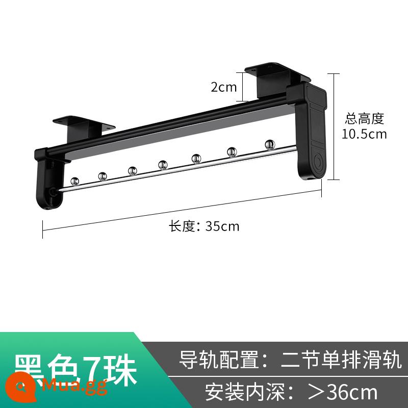 Tủ quần áo nông Tủ treo quần áo Tủ thanh treo Tủ quần áo gắn trên cùng Kéo ra theo chiều dọc Móc treo quần áo dạng ống lồng Tủ thanh treo Tủ mỏng Quần áo Pass - Đường ray đơn tiết kiệm 35cm-A kiểu đen