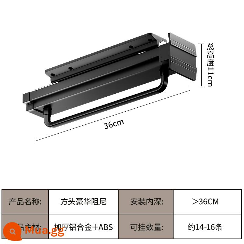 Tủ quần áo nông Tủ treo quần áo Tủ thanh treo Tủ quần áo gắn trên cùng Kéo ra theo chiều dọc Móc treo quần áo dạng ống lồng Tủ thanh treo Tủ mỏng Quần áo Pass - Giảm xóc đầu vuông-36cm màu đen