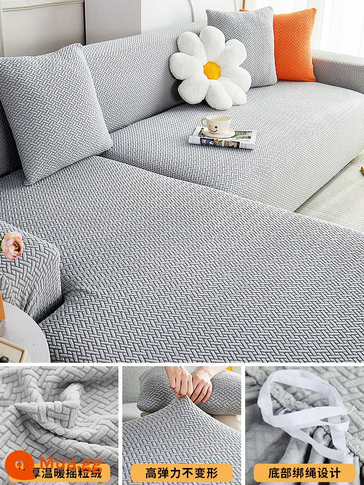 Ghế Sofa 1 Tất Cả Đa Năng Mùa Đông Làm Dày 2023 Mới Đơn Giản Thun Lười Bọc Ghế Sofa Vải - Vỏ sofa đơn giản - xám trắng