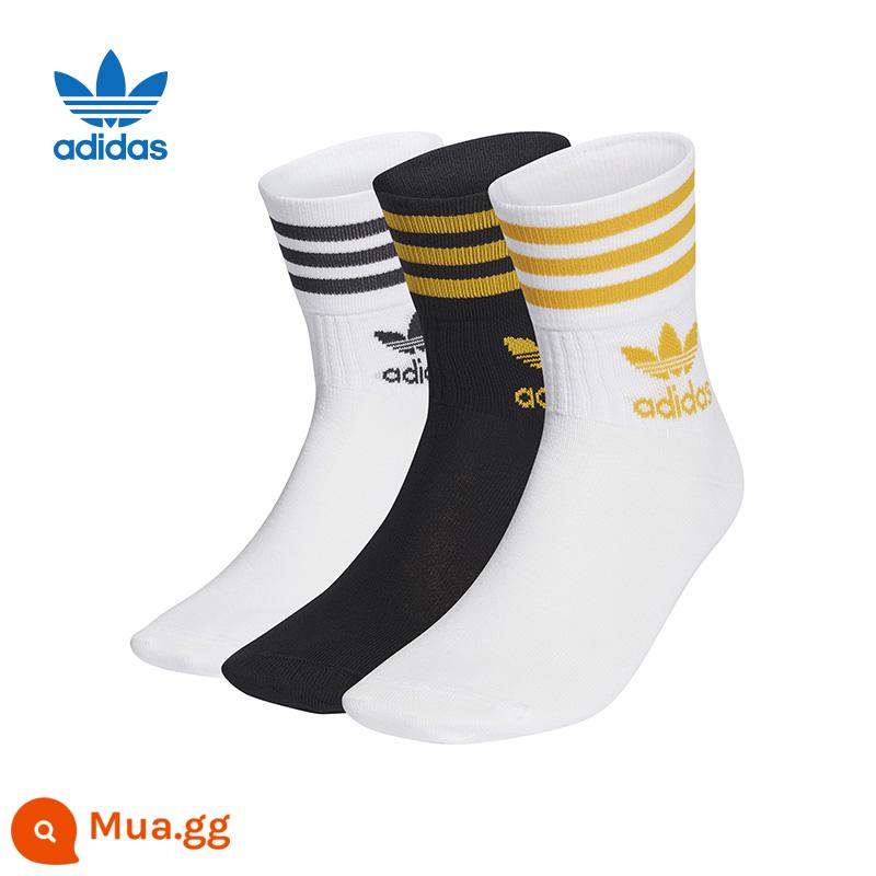 Vớ Adidasadidas, vớ bóng rổ, vớ thể thao, vớ cỏ ba lá nam, vớ trẻ em - [Clover] Sọc vàng trắng đen HN6871 ba đôi