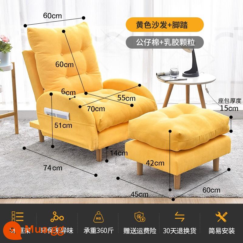 Sofa lười phòng ngủ nhỏ ghế tựa sofa đơn ghế lười ghế chiếu tatami ban công sofa ngả ghế đơn - Sofa màu vàng + chỗ để chân [mẫu đệm cao su nâng cấp] (bao gồm chất tẩy rửa)