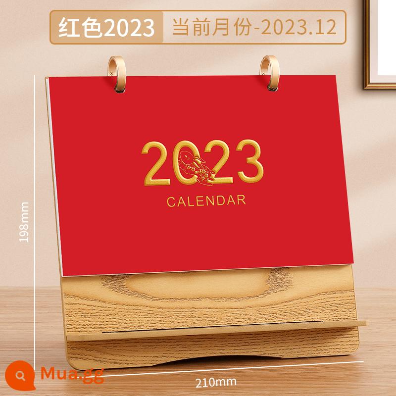 Lịch để bàn 2022 tùy chỉnh sáng tạo đơn giản trang trí máy tính để bàn lịch hàng tháng đến năm 2023 năm con thỏ khung gỗ lịch để bàn văn phòng làm việc lịch nhỏ kế hoạch nhận phòng lịch này logo doanh nghiệp đặt làm riêng - Khung gỗ 2023 màu đỏ