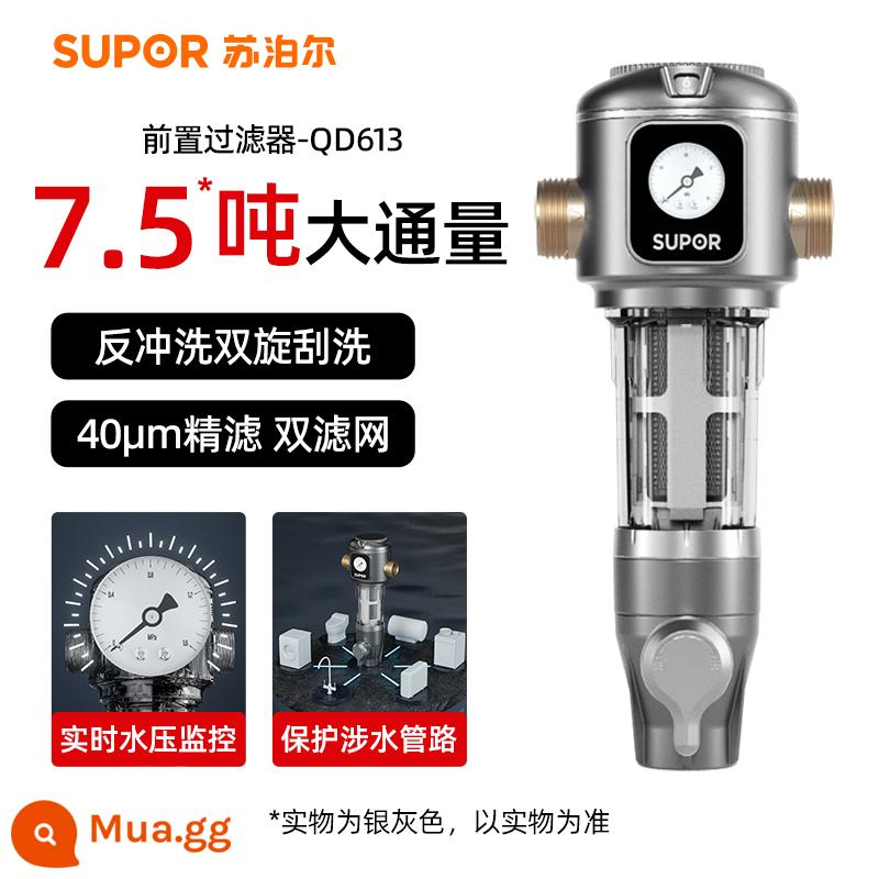 Supor QD612 tiền lọc nước máy gia đình rửa ngược lưu lượng lớn máy lọc nước trung tâm toàn bộ ngôi nhà - Bạc [7.5T miễn phí lắp đặt] QD613