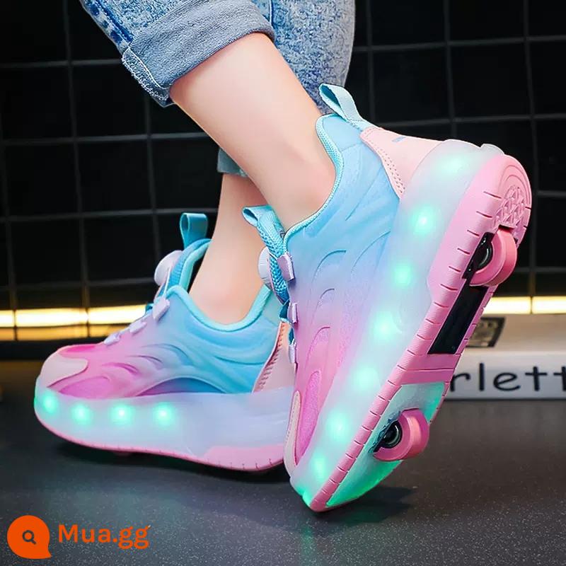 Heelys Giày Bé Gái Mùa Thu 2023 Mới Flash Trẻ Em Giày Trượt Patin Học Sinh Tiểu Học Đôi Lăn Có Bánh Xe - Hồng [Phong cách thời thượng]