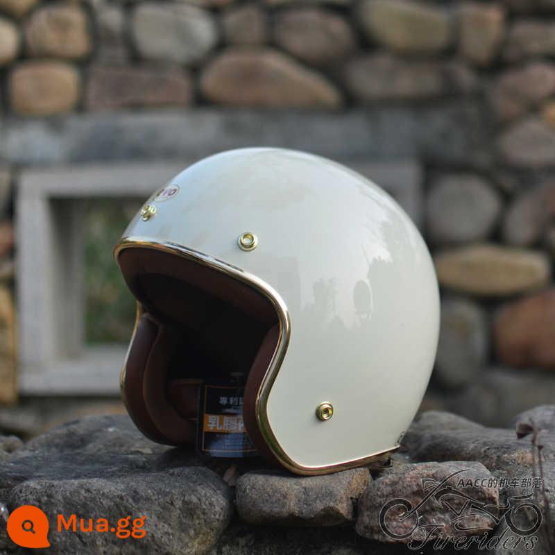 Đài Loan EVO Mũ Cứng Retro 34 Mũ Bảo Hiểm Nửa Đầu Máy Vespa Giang Cát Đạp Nam Nữ Thân Mũ Bảo Hiểm Nhỏ Với Kính Mát Ống Kính - Khóa tháo nhanh viền vàng ngà cao su (evo)