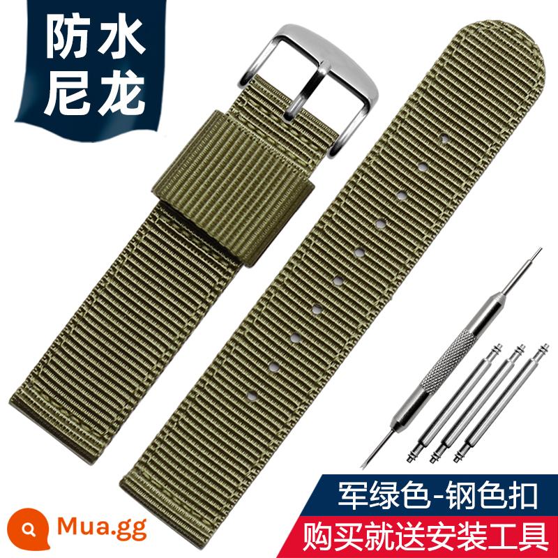 Nato thay thế Seiko Seagull dw dây đeo bằng vải nylon màu xanh đen cho nam và nữ 18/20/22/24mm - Khóa thép màu xanh quân đội