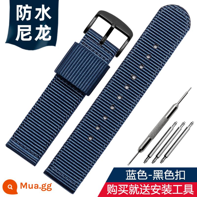 Nato thay thế Seiko Seagull dw dây đeo bằng vải nylon màu xanh đen cho nam và nữ 18/20/22/24mm - khóa màu xanh đen