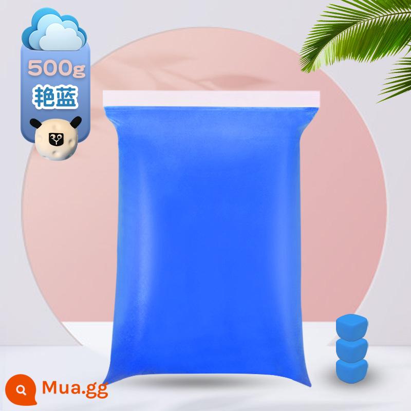 Đất siêu nhẹ 500g gói lớn màu bùn plasticine không gian bùn đồ chơi trẻ em đất sét handmade tự làm chất liệu - Màu xanh rực rỡ [500g/túi lớn]