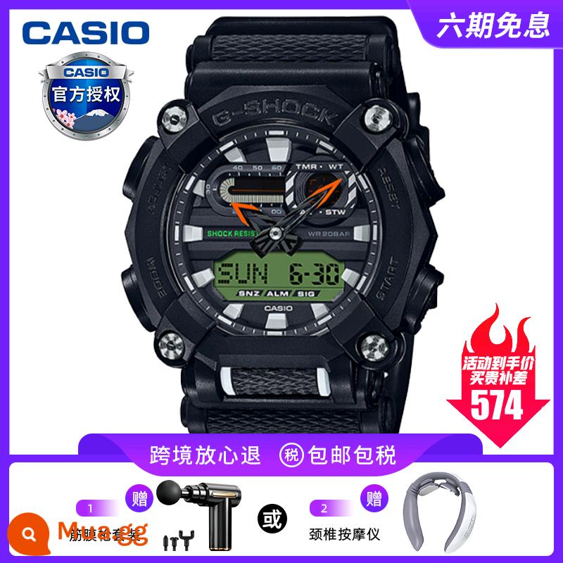 Quà tặng đồng hồ CASIO nam gshock tắc kè hoa trái tim đại dương đồng hồ thể thao GA100BL - GA-900E-1A3DR màu xanh lá cây cổ điển/trở lại xuyên biên giới với súng fascia tự tin/miễn phí