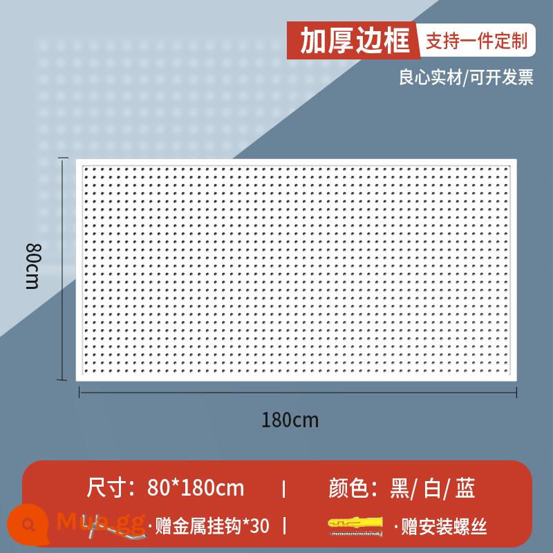 Lỗ tròn bảng lỗ có giá để đồ bằng thép không gỉ đục lỗ công cụ lưu trữ treo bảng treo tường tùy chỉnh phần cứng móc giá trưng bày - Phiên bản khung mở rộng [80*180] dày đi kèm 30 móc 10 cm