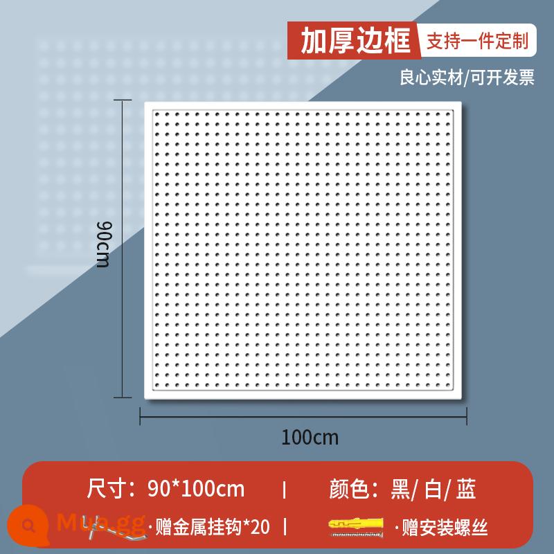 Lỗ tròn bảng lỗ có giá để đồ bằng thép không gỉ đục lỗ công cụ lưu trữ treo bảng treo tường tùy chỉnh phần cứng móc giá trưng bày - Khung mở rộng [90*100] phiên bản dày, tặng kèm 20 móc 10cm