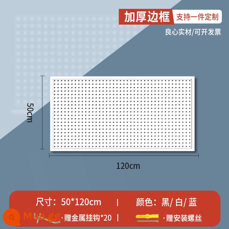 Lỗ tròn bảng lỗ có giá để đồ bằng thép không gỉ đục lỗ công cụ lưu trữ treo bảng treo tường tùy chỉnh phần cứng móc giá trưng bày - Phiên bản khung mở rộng [50*120] dày đi kèm 20 móc 10cm