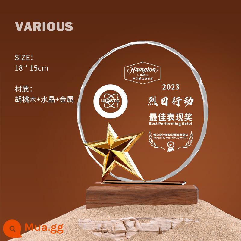 Crystal Trophy được thiết lập để tạo ra quả óc chó cao, gỗ rắn chắc chắn bằng gỗ Creating Creating Citch - 21. Sao vàng danh dự