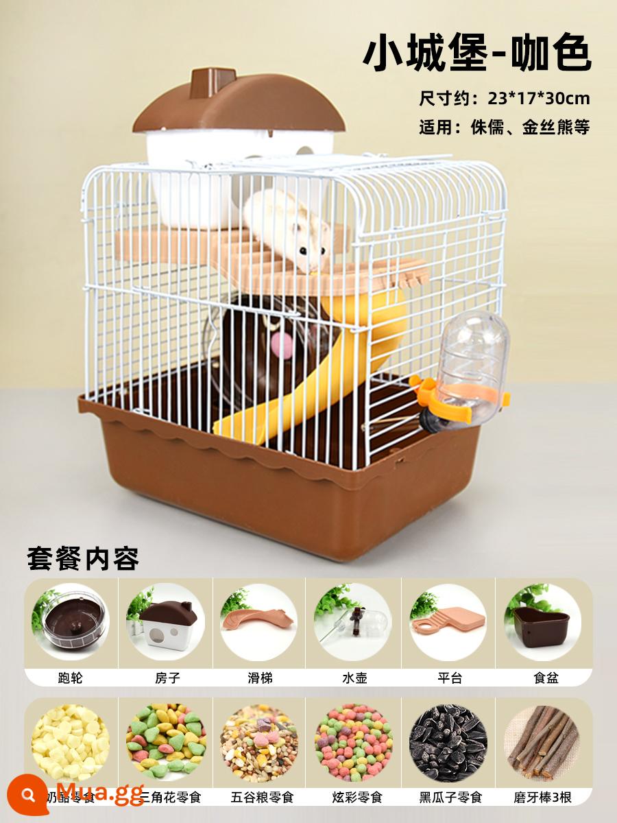 Lồng chuột hamster gấu vàng biệt thự siêu lớn sang trọng hamster nhỏ cung cấp gói hoàn chỉnh lồng lâu đài acrylic hai lớp - Little Castle Coffee Tặng Gói Quà Cho Người Mới