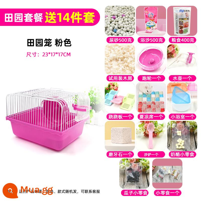 Lồng chuột hamster gấu vàng biệt thự siêu lớn sang trọng hamster nhỏ cung cấp gói hoàn chỉnh lồng lâu đài acrylic hai lớp - Gói miễn phí màu hồng Xiaotianyuan ❤Bộ 14 món