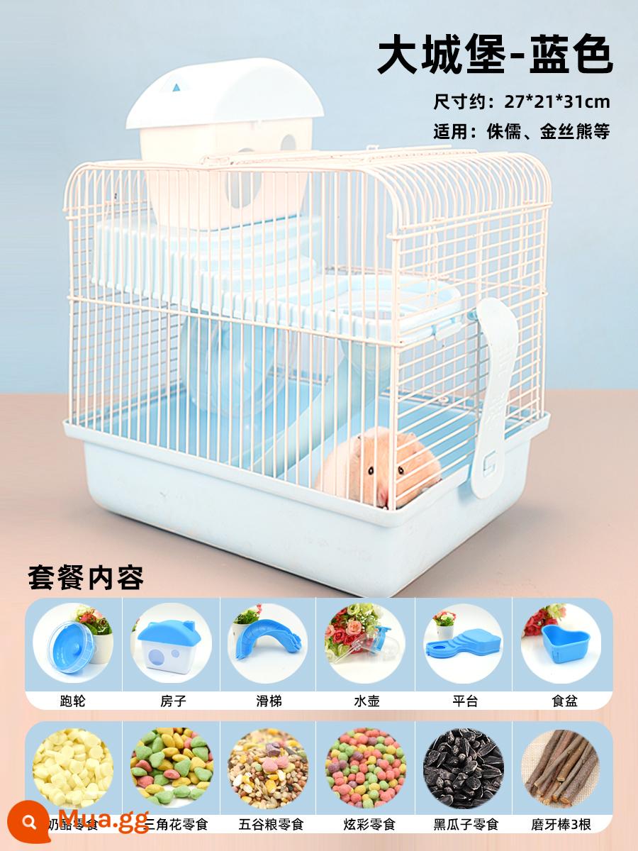 Lồng chuột hamster gấu vàng biệt thự siêu lớn sang trọng hamster nhỏ cung cấp gói hoàn chỉnh lồng lâu đài acrylic hai lớp - Big Castle Blue tặng gói quà cho người mới