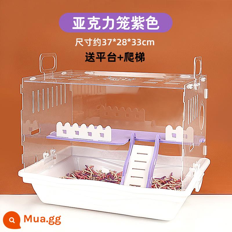 Lồng chuột hamster gấu vàng biệt thự siêu lớn sang trọng hamster nhỏ cung cấp gói hoàn chỉnh lồng lâu đài acrylic hai lớp - Acrylic Cage Fantasy Taro Lồng khỏa thân màu tím (Nền tảng miễn phí)