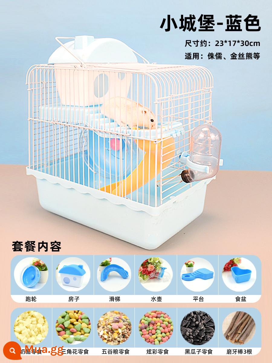 Lồng chuột hamster gấu vàng biệt thự siêu lớn sang trọng hamster nhỏ cung cấp gói hoàn chỉnh lồng lâu đài acrylic hai lớp - Gói quà tặng Little Castle Blue Gửi người mới