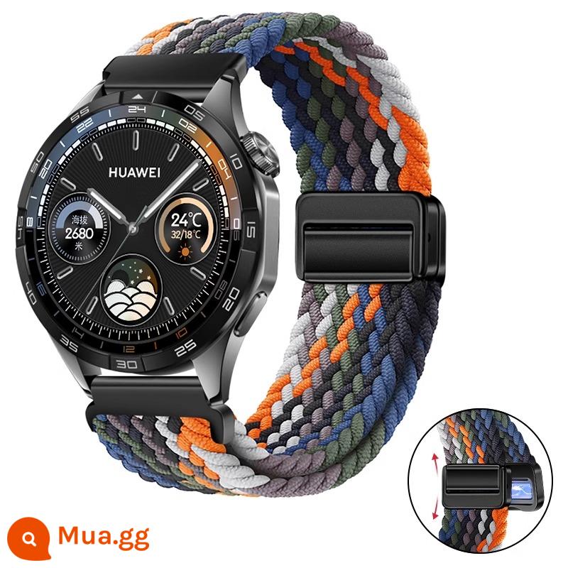 Thích hợp cho dây đeo đồng hồ Huawei gt3 gt4 dệt watch4pro đồng hồ watch3 khóa từ gt2Pro vòng 2E - [Denim đầy màu sắc] Khóa từ kim loại