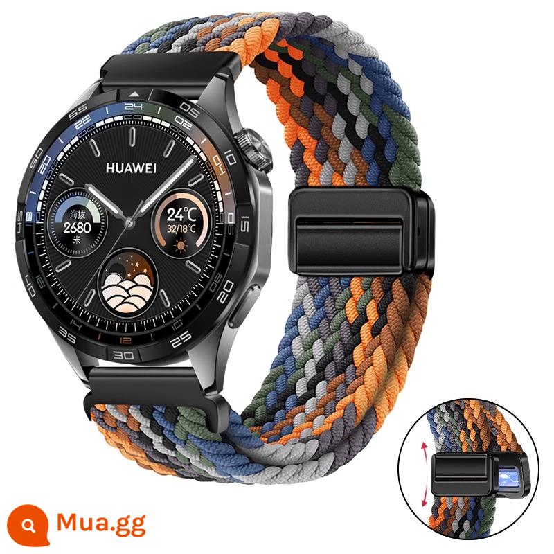 Thích hợp cho dây đeo đồng hồ Huawei gt3 gt4 dệt watch4pro đồng hồ watch3 khóa từ gt2Pro vòng 2E - [Ngụy trang đầy màu sắc] Khóa từ kim loại