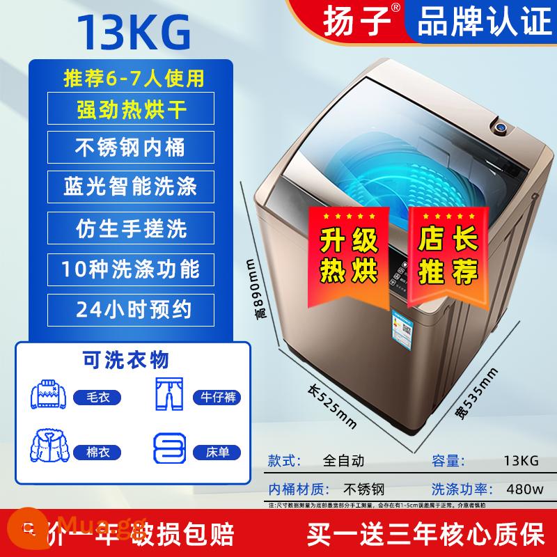 Máy giặt Yangzi hoàn toàn tự động gia đình 10 kg máy phát điện giặt và sấy nhỏ cho thuê máy giặt tất cả trong một ký túc xá - Sấy nóng 13kg, công suất cao, chống rối, giặt ánh sáng xanh [model sấy nóng nâng cấp]