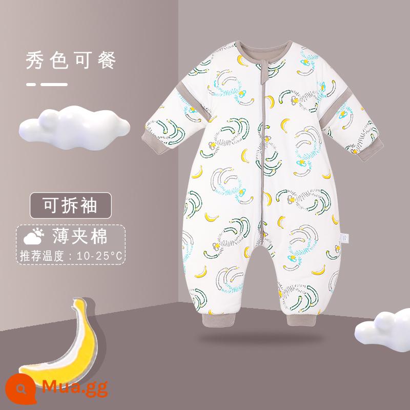 Túi ngủ Kaimenli cho bé mùa xuân, mùa thu và mùa đông cotton dày cho bé trẻ em chống đá chăn bốn mùa đồ ngủ nhiệt độ không đổi phổ quát - Đẹp và ngon (tay áo chần bông dày vừa phải, nhiệt độ phòng 10-24 độ)