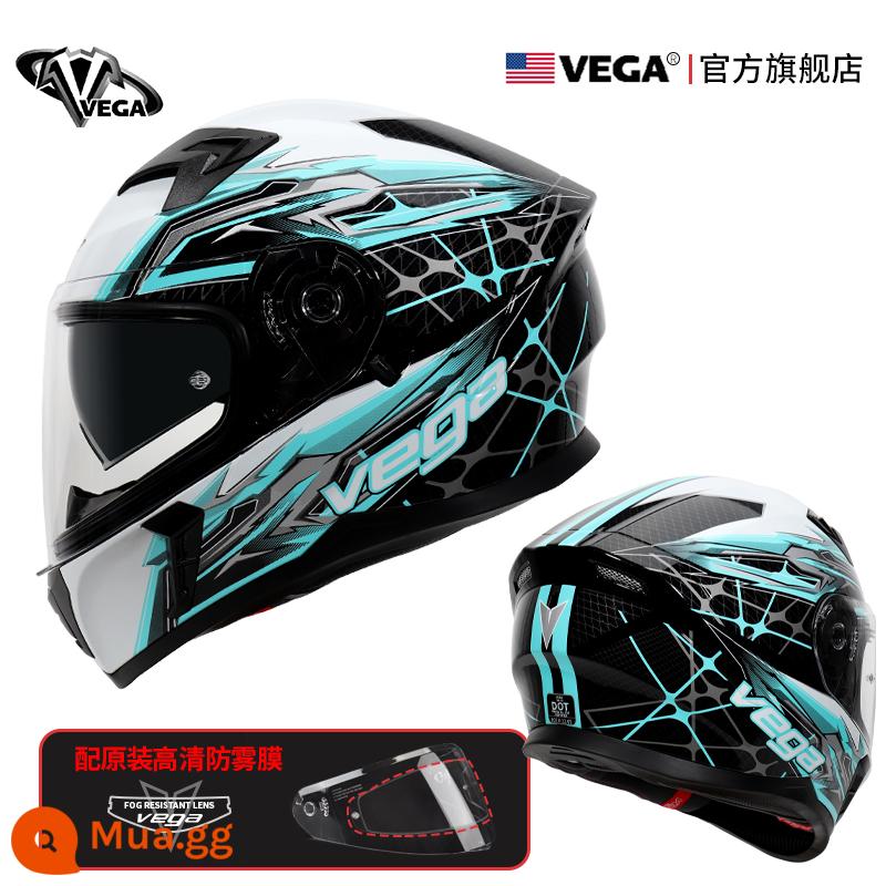 Mỹ VEGA Moto rcycle Mũ Bảo Hiểm Xe Máy Chạy Mũ Bảo Hiểm Chống Sương Mù Mùa Đông Nam Nữ Bốn Mùa Đa Năng Cá Tính mũ Bảo Hiểm Full - xám xanh