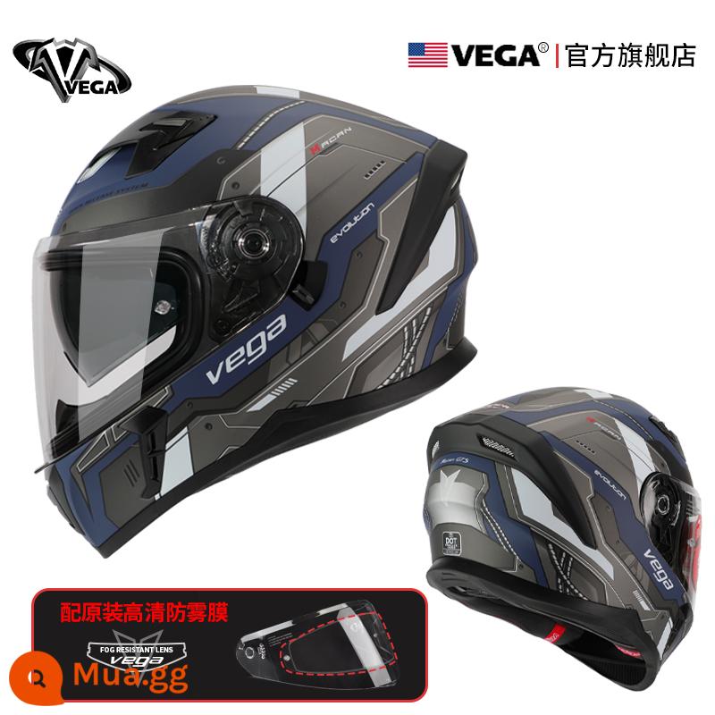 Mỹ VEGA Moto rcycle Mũ Bảo Hiểm Xe Máy Chạy Mũ Bảo Hiểm Chống Sương Mù Mùa Đông Nam Nữ Bốn Mùa Đa Năng Cá Tính mũ Bảo Hiểm Full - Evolution sương mù màu xanh với khả năng chống sương mù