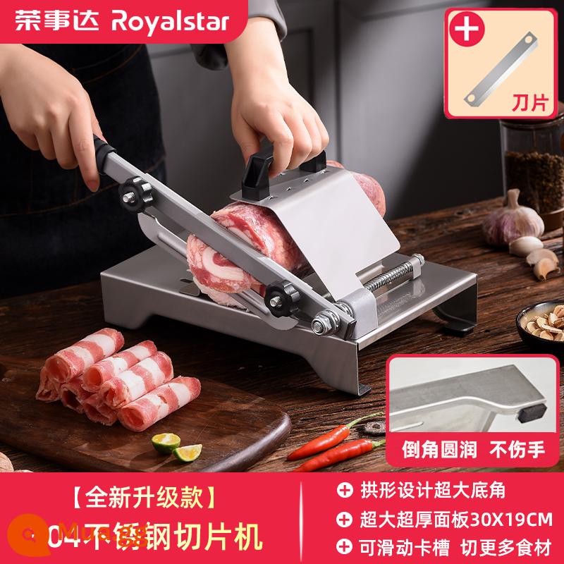 Royalstar Thịt Cừu Cuộn Máy Thái Hộ Gia Đình Đa Năng Máy Thái Thịt Bằng Tay Cắt Bánh Gạo Thịt Đông Lạnh Mỡ Thịt Bò Máy Bào Hiện Vật - [Mẫu nâng cấp mới] Máy thái lát inox 304 + lưỡi dao dự phòng