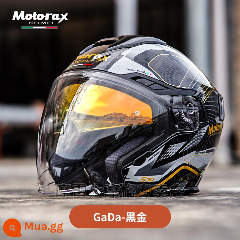 MOTORAX Morex Mũ Bảo Hiểm Nửa S30 Xe Máy Nam Nữ Ống Kính Đôi Điện Mùa Hè Ba Phần Tư Mũ Bảo Hiểm - GADA vàng đen