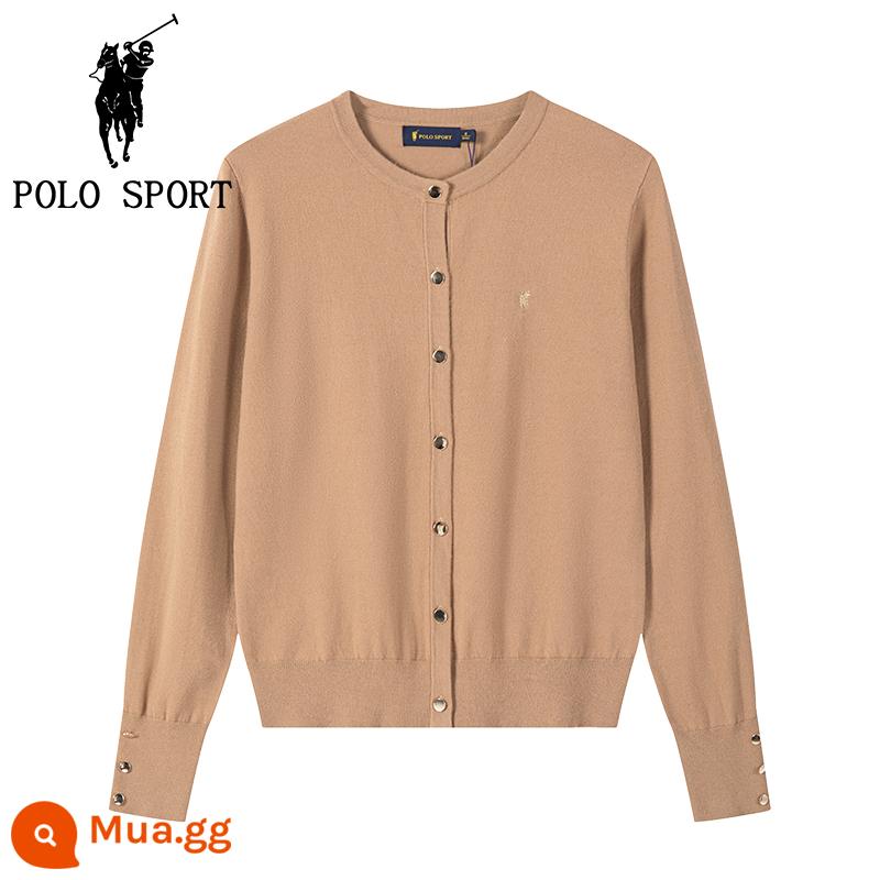 POLO THỂ THAO nữ mới cổ tròn dệt kim cardigan mùa thu hàng đầu mới Ralph Lauren polo màu cáp áo len áo khoác - Mẫu kaki 091