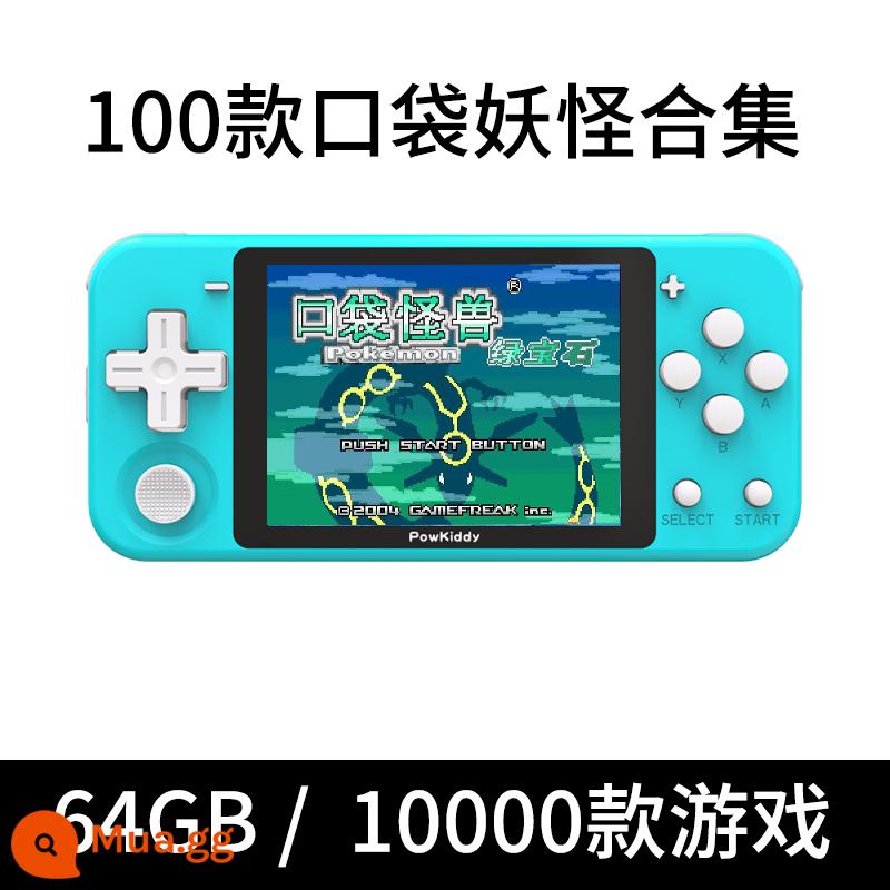 Powkiddy Q90 Mini cầm tay máy chơi game cầm tay Retro Arcade Boxing 64 -ba Pocket Pokemon Pokemon PS1 Single -play trẻ em Nguồn mở điện tử điện tử. - Thanh Niên Xanh 64G (10.000 trận)